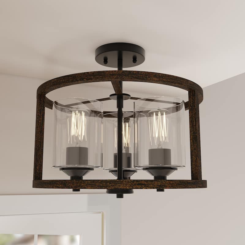 Moulins 3-light Modern Farmhouse Semi-Flush Mount Ceiling Lights with UL Certified - 15''