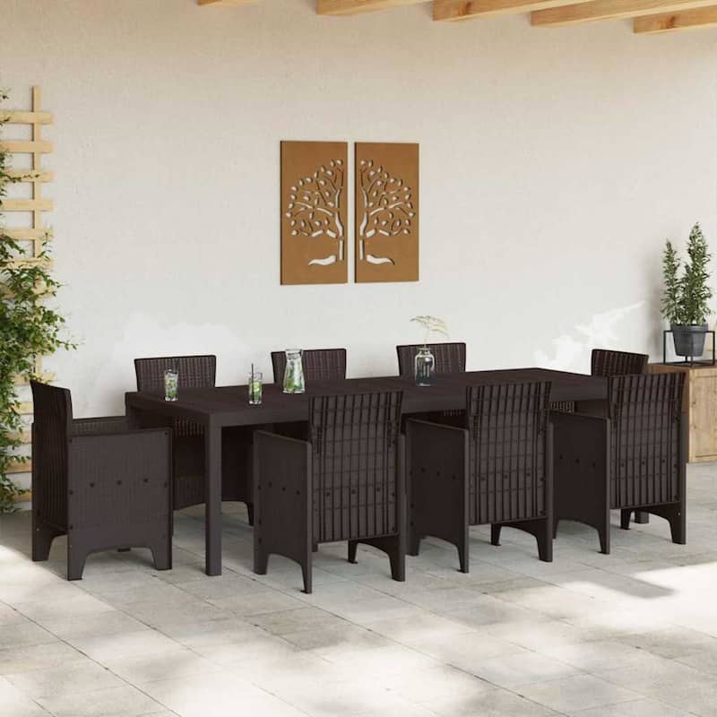 vidaXL Garden Table Anthracite/Brown poly rattan - 98.4 x 39.4 x 28.7 inch