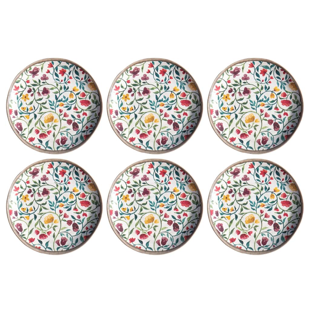 Abode Homewares Garden Vines NewWave Melamine Salad Plate - Cream - 8.4" - Set of 6