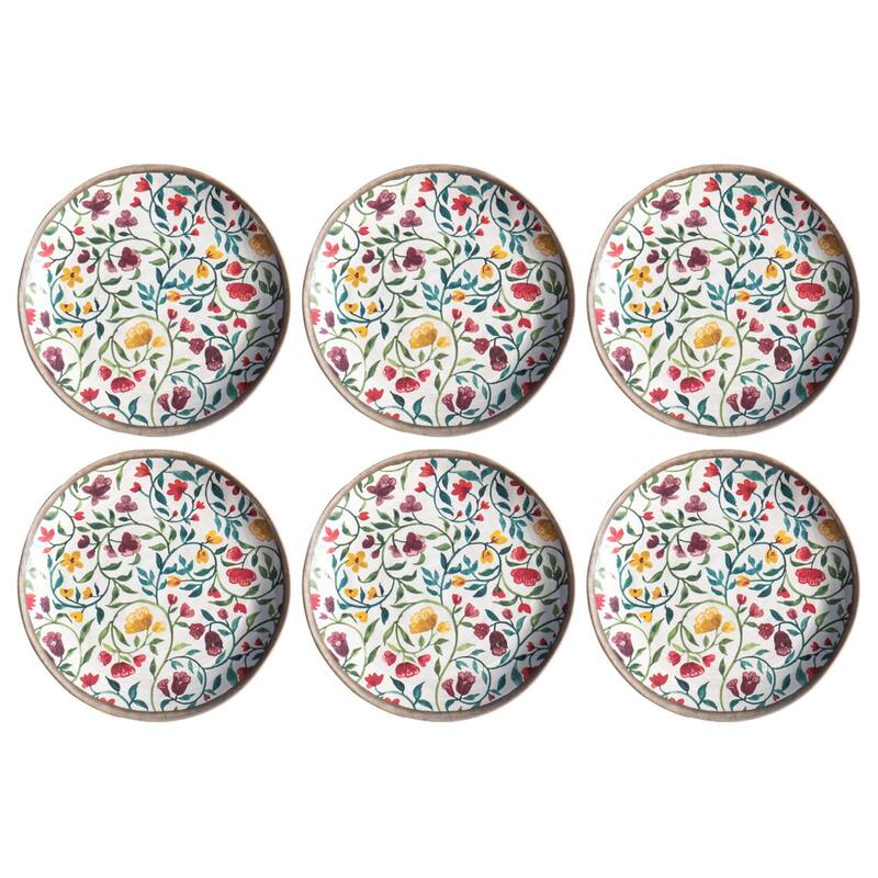 Abode Homewares Garden Vines NewWave Melamine Salad Plate - Cream - 8.4" - Set of 6 - Cream
