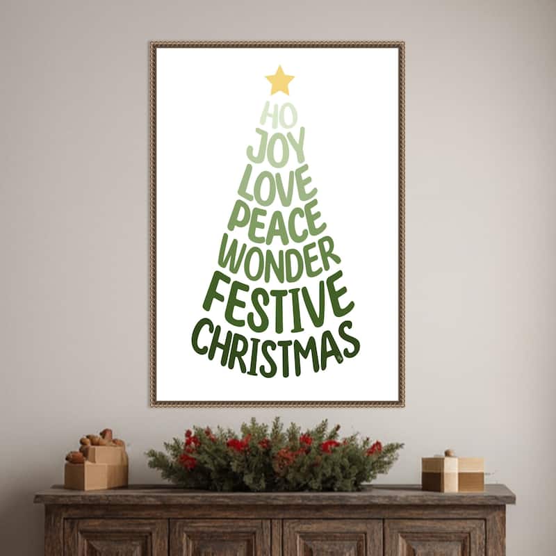 Stylized Christmas Tree by Martina Framed Canvas Wall Art Print