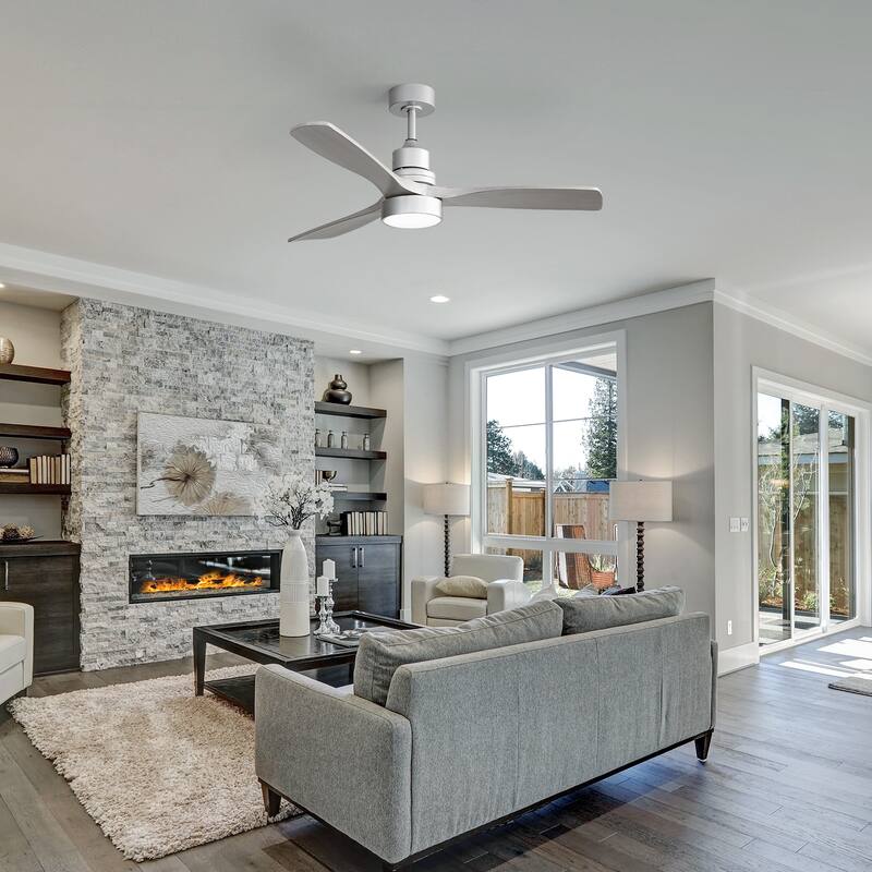 Sofucor 52 Inch Ceiling Fan with Light and Remote,Smart Optional,Quiet DC Motor for Bedroom Living Room Farmhouse Patio Porch