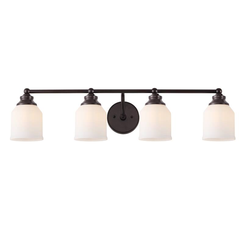 JONATHAN Y Jayne Iron/Frosted Glass LED Vanity Light - 4-Light - Oil Rubbed Bronze/White