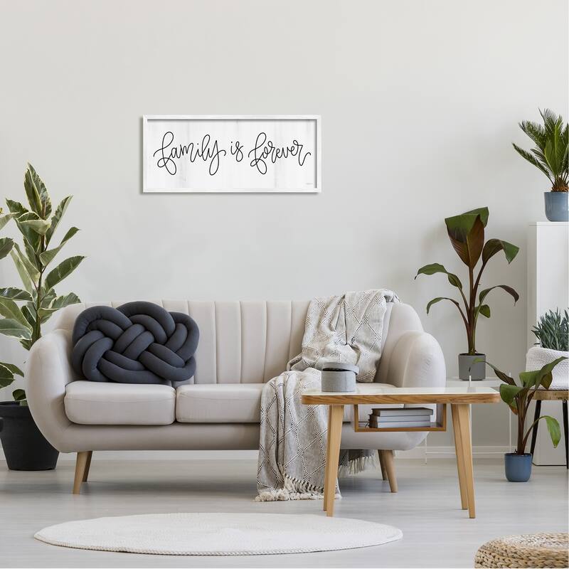 Stupell Family Is Forever Phrase Rustic Pattern Sign Framed Wall Art - White