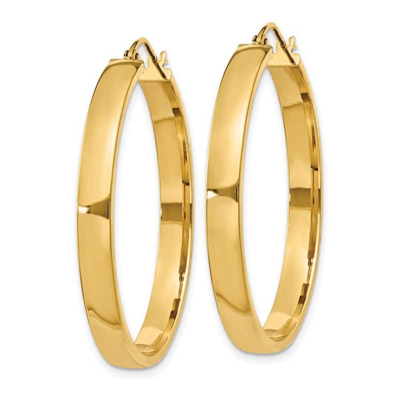Curata 14k Yellow Gold 4x35mm Polished Hoop Earrings