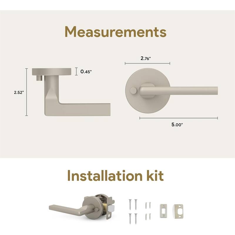 Mega Handles RALPH Round Passage Door Lever–Reversible Keyless Door Lock for Hallway, Closet, or Bathroom Handle for Left/Right