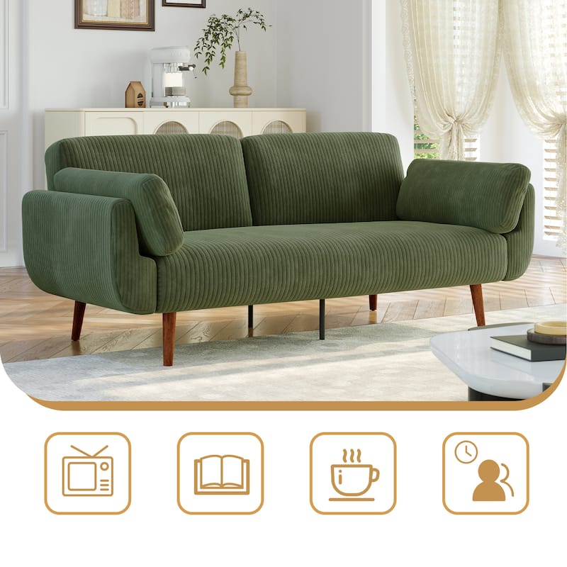 Convertible Corduroy Sleeper Sofa Futon Bed Recliner Lounge