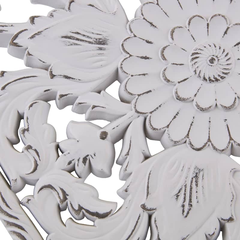 Madison Park Botanical Distressed Carved Wood Wall Decor (Set of 2)
