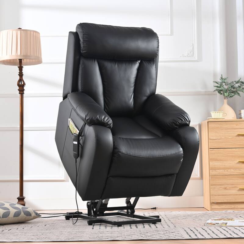 Blue Power Lift Recliner for Elderly with Remote & Side Pocket