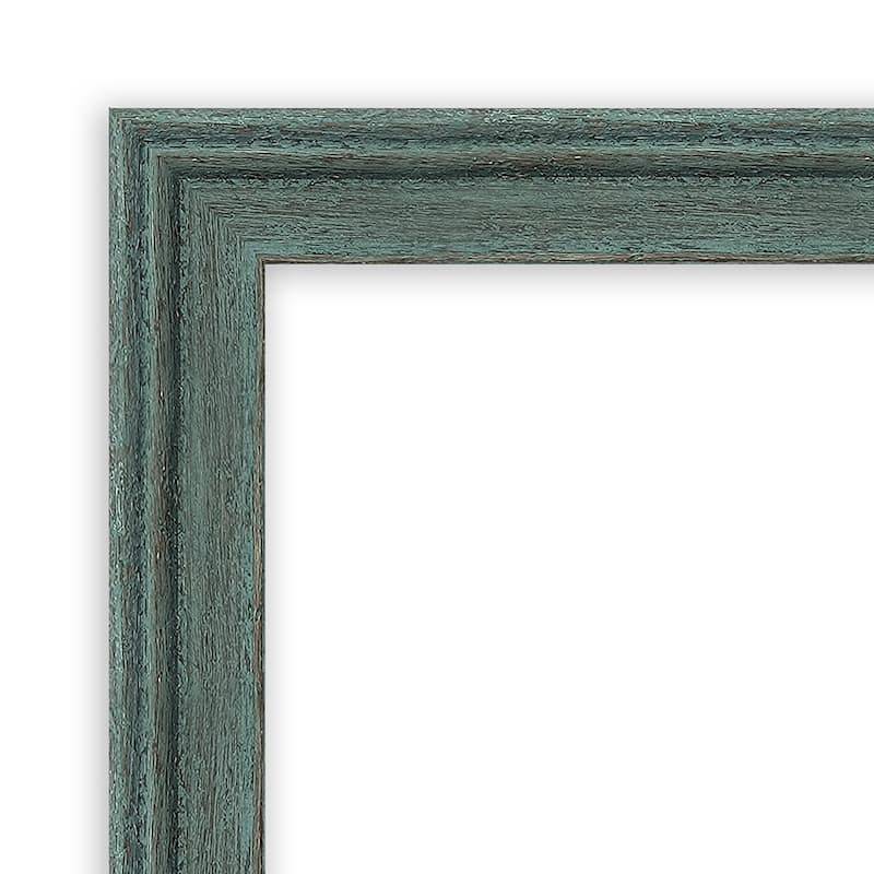 Upcycled Teal Grey Wood Framed Black Corkboard Bulletin Board