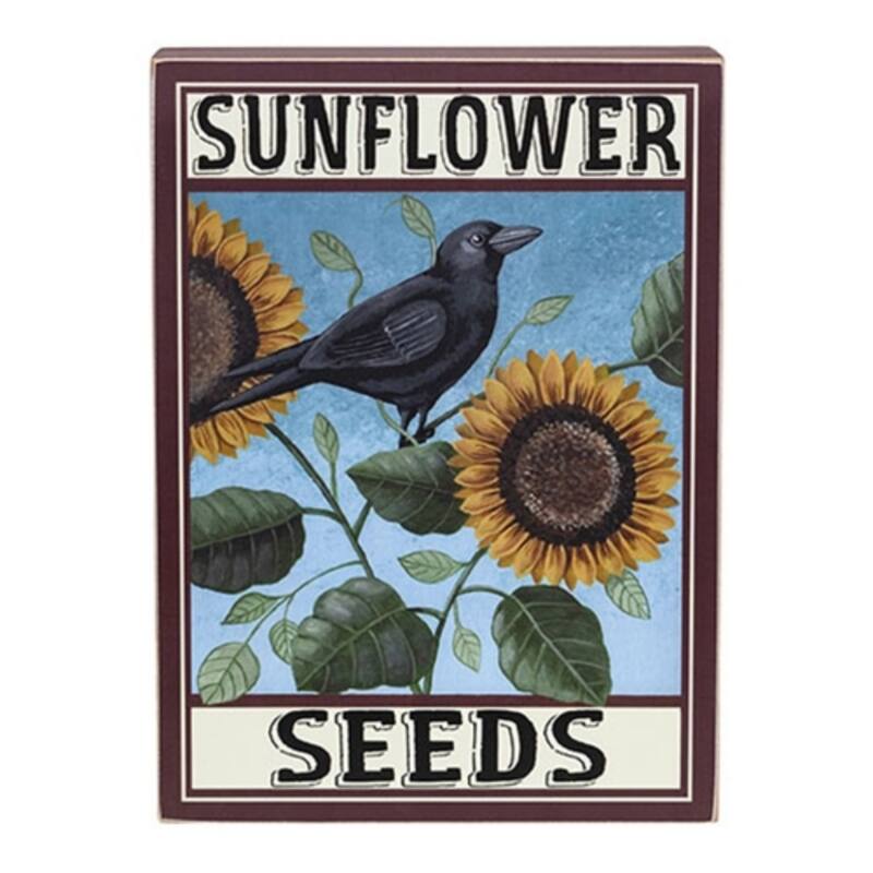 Sunflower Seeds Box Sign Rustic Farmhouse Wall Decor - 9.50" x 2" x 13.50" - Multi