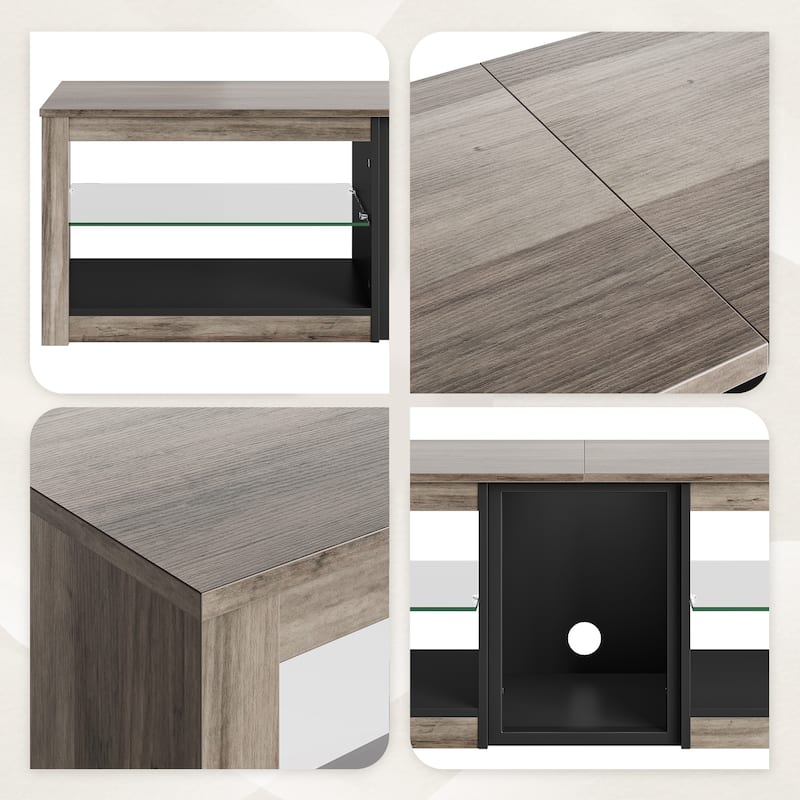63" TV Stand Gaming Entertainment Center for TVs up to 70" with LED Lights Cabinet and Shelves