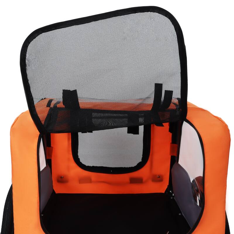 Outdoor Collapsible Pet Bike Trailer With 16-Inch All-Terrain Wheels & Universal Hitch-Foldable Dog/Cargo Carrier Cart