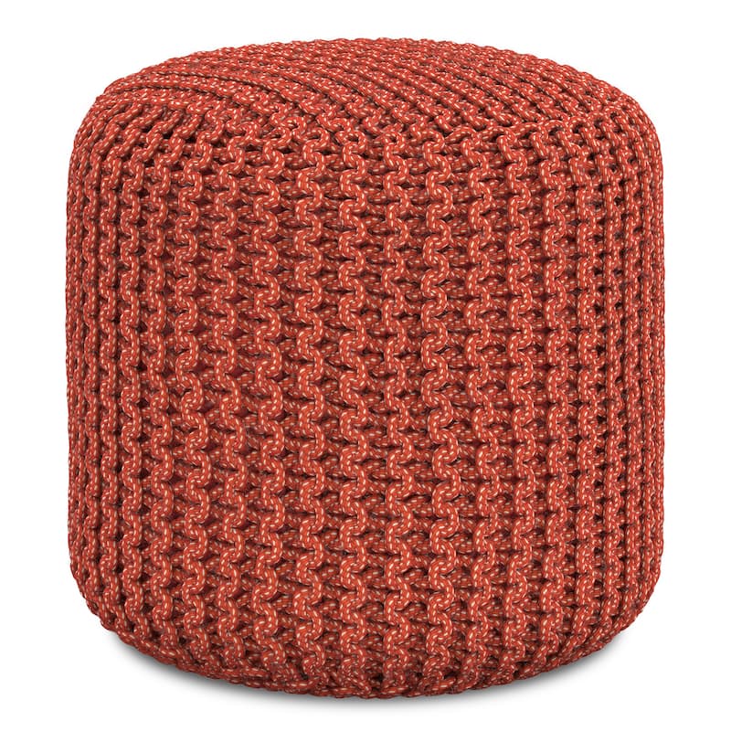 WYNDENHALL Allish Round Knitted Pouf in Orange Recycled PET Polyester