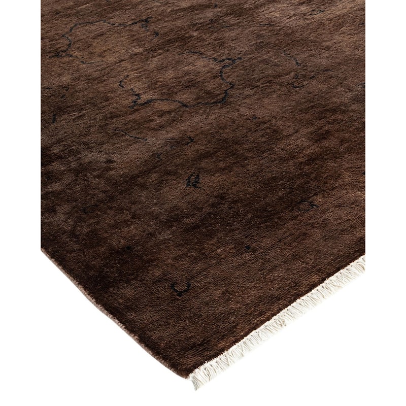 Overton Hand Knotted Wool Vintage Inspired Modern Contemporary Overdyed Brown Area Rug - 3' 1" x 4' 10"