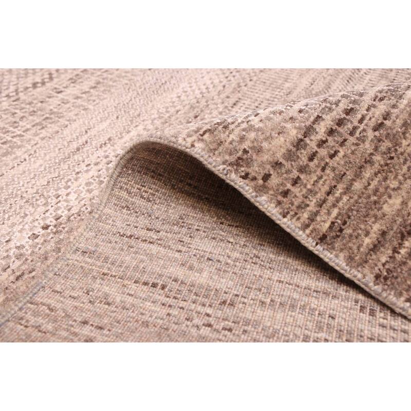 ECARPETGALLERY Hand-knotted Finest Silk Shadow Taupe Viscose, Wool Rug - 9'0 x 12'2