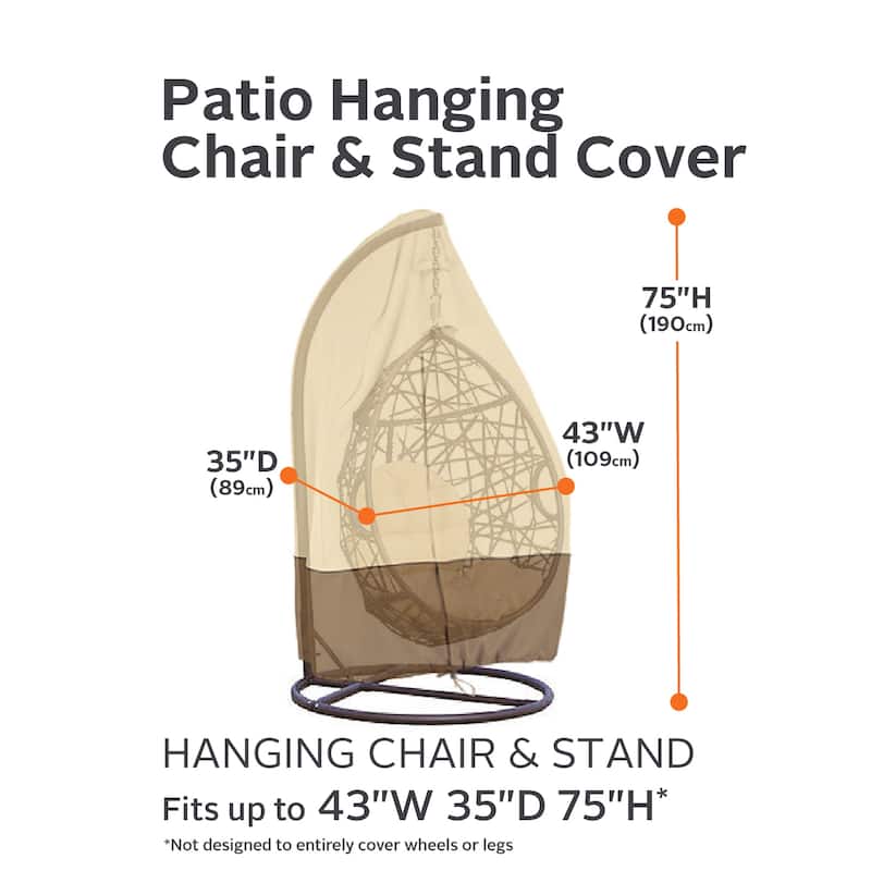 Classic Accessories Veranda Water-Resistant 43 Inch Patio Hanging Chair and Stand Cover