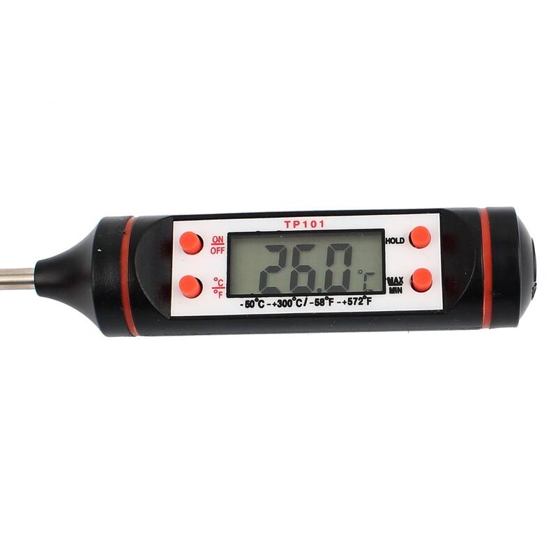 Digital Probe Thermometer Food Temp Sensor for Cooking Baking Meat - Black,Red,Silver Tone