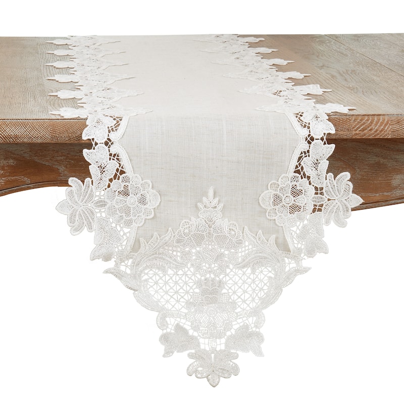 Lace Border Design Table Runner - 13"x58" - Natural