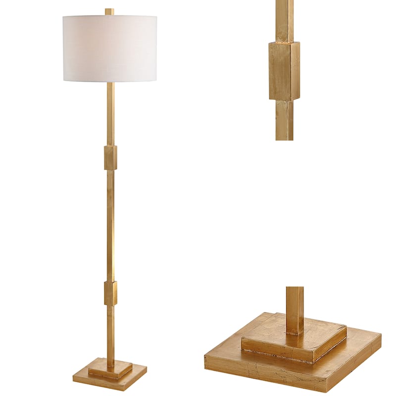 Windsor 61.5" Resin/Metal LED Floor Lamp, Gold Leaf by JONATHAN Y - Gold Leaf - 61.5" H x 15" W x 15" D