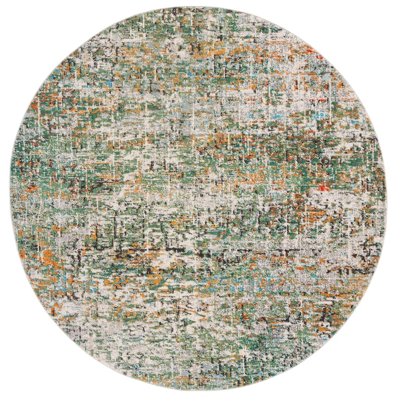 SAFAVIEH Madison Loane Modern Abstract Rug - 6'7" Round - Green/Turquoise - Round