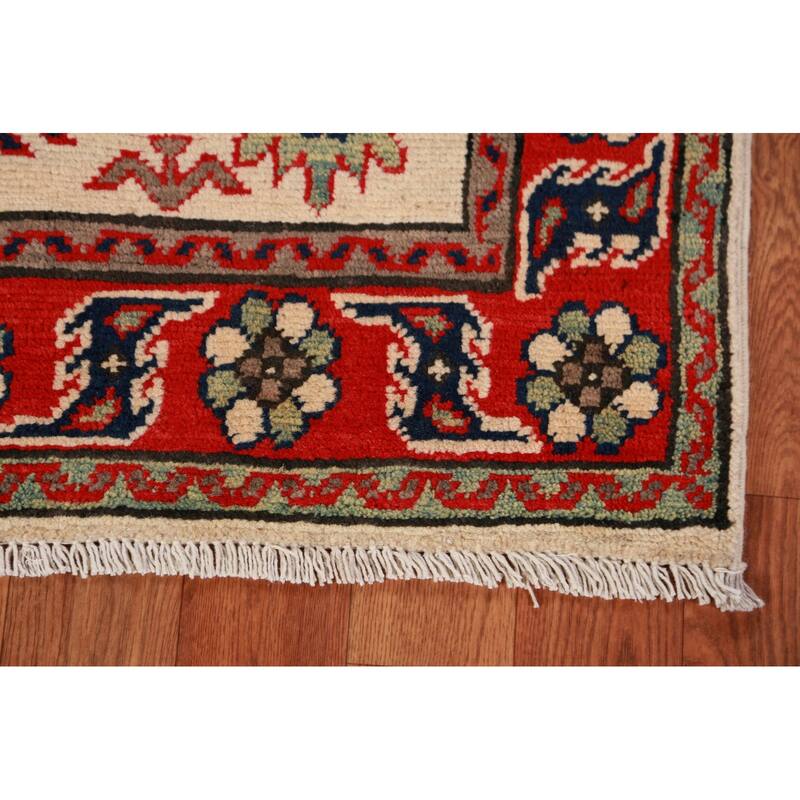 Ivory Kazak Foyer Rug Traditional Handmade Wool Carpet - 2'9"x 4'0"