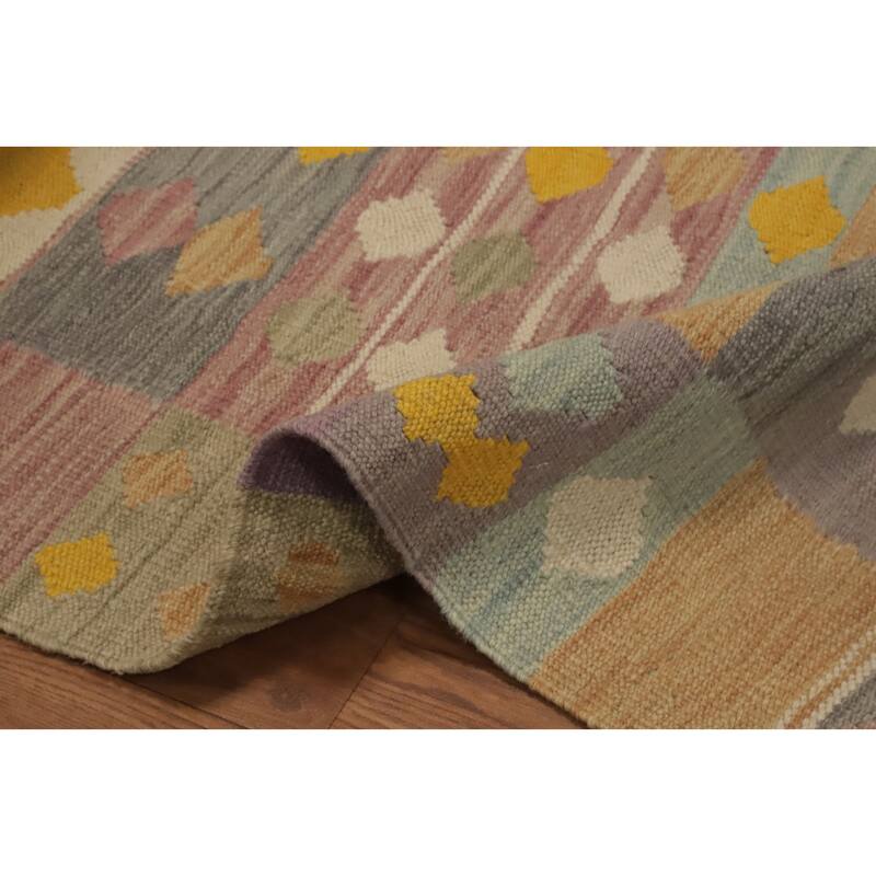 Hand Woven Oriental 100% Wool Carpet Southwestern Tribal Multi-Colored Kilim Area Rug - 4' 2'' X 2' 0''