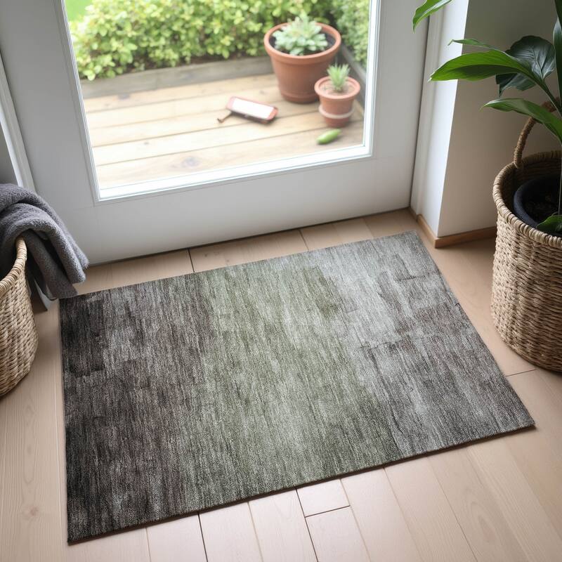 Premium Washable Super Soft Ombre Brushstrokes Mayfield Rug - Taupe - 1'8" x 2'6"