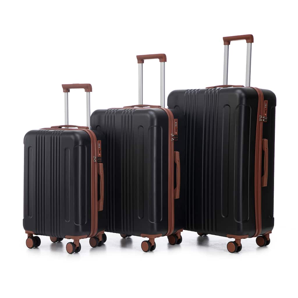 3 PCS in ABS Spinner Wheel Luggage, Carry on Suitcase, TSA Combination Lock