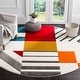 preview thumbnail 15 of 84, SAFAVIEH Hollywood Tatianna Mid-Century Modern Abstract Rug 4' Round - Ivory/Peacock Blue - Round