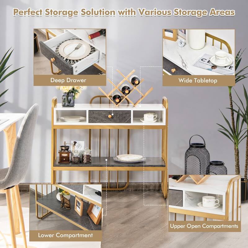 Costway Console Table with Drawer Storage Shelf Wide Tabletop Modern