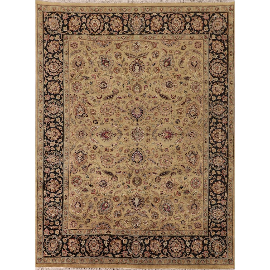 All-Over Floral Agra Oriental Area Rug Hand-Knotted Wool Carpet - 8'2"x 10'1"