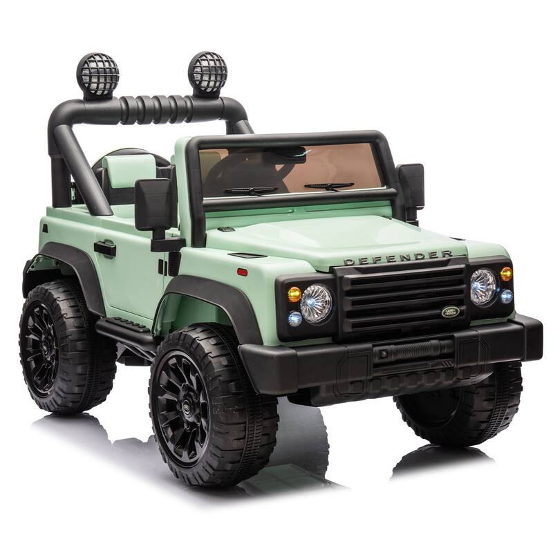 24V Licensed Land Rover Defender Kids Electric Car with Remote Control, Dual Motors, Four-Wheel Suspension, Bluetooth, MP3 - Green