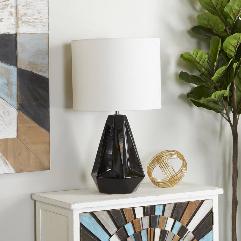 Ceramic Geometric Room Table Lamp - White, Silver, Gold, Black - CosmoLiving by Cosmopolitan