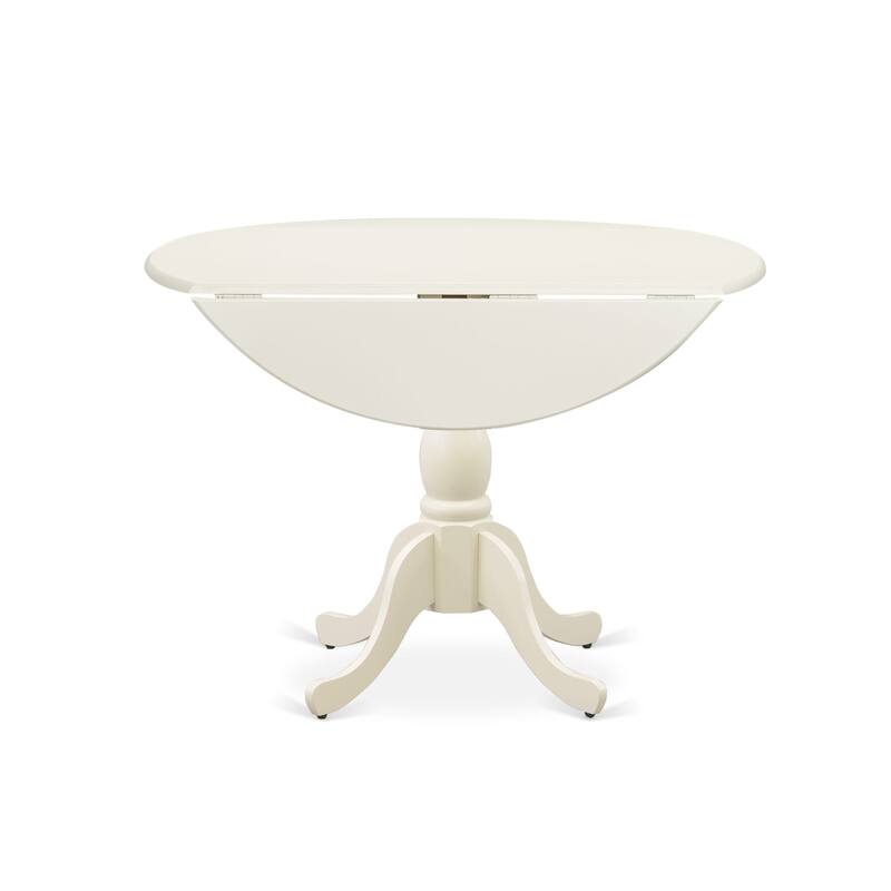 East West Furniture 3 Piece Dinette Set- a Round Dining Table and 2 Linen Fabric Parsons Dining Chairs, (Finish Options)