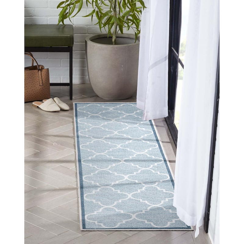 Well Woven Modern Bold Lattice Non-Skid Backing Runner Rug - 2' x 7'