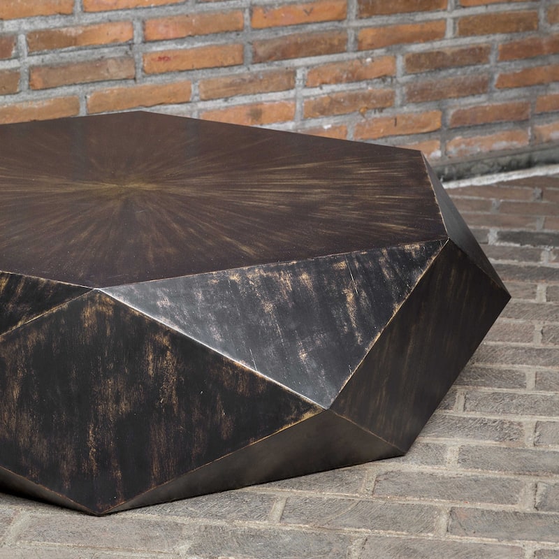 14" Worn Black Finish Coffee Table