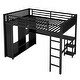 preview thumbnail 4 of 9, Black Full XL Loft Bed with Desk,Wardrobe and Storage