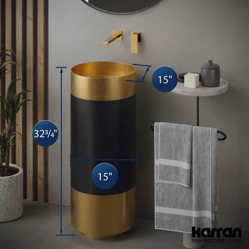 Karran Cinox Stainless Steel Round Pedestal Sink
