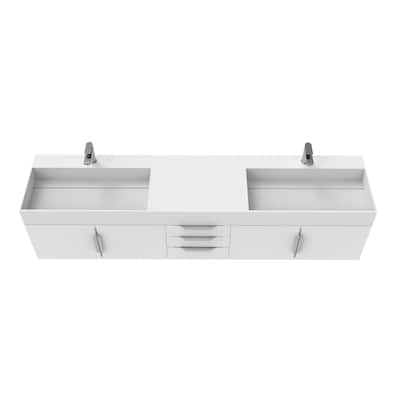 Amazon 84" Wall Mounted Double Bathroom Vanity Set w/ White Top