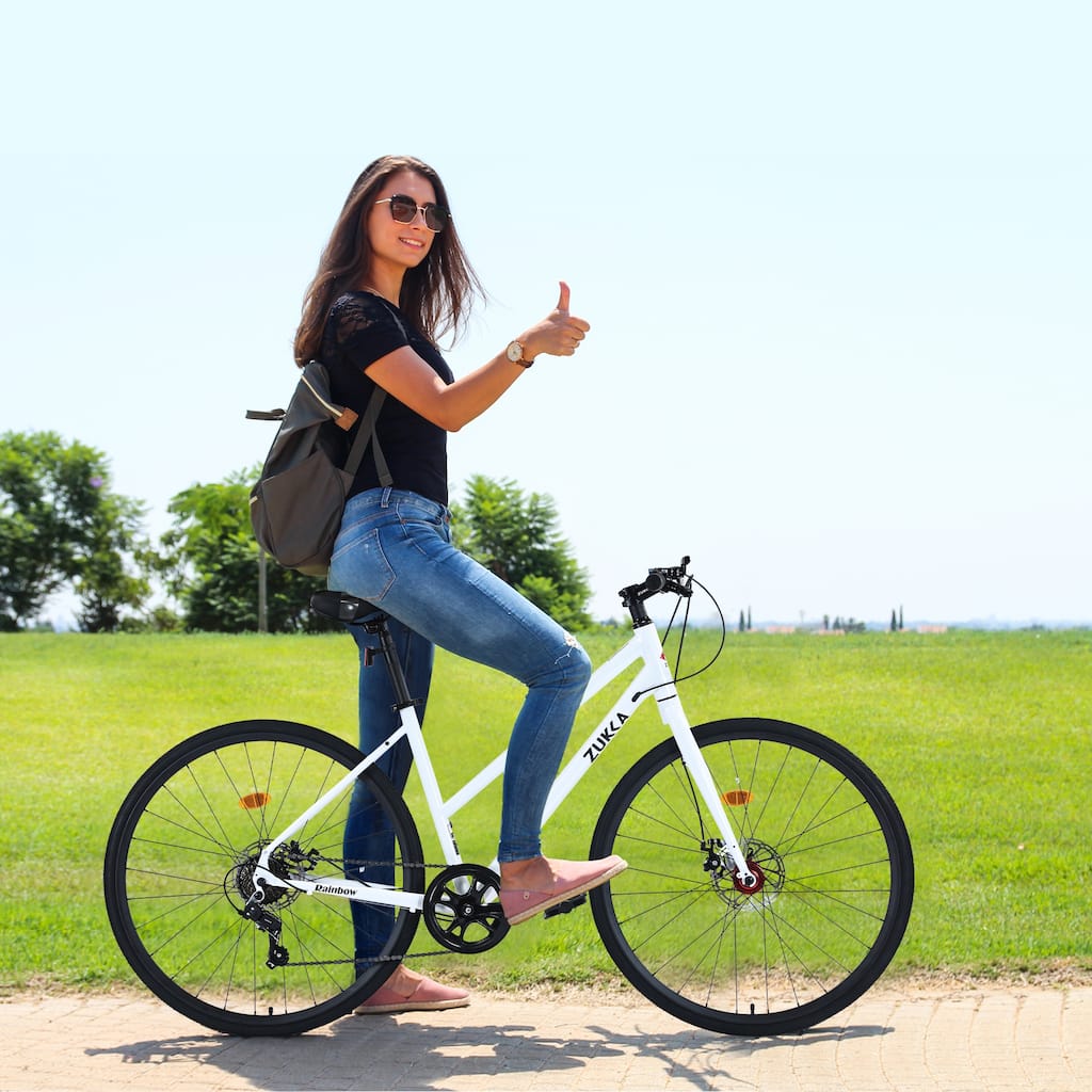 White Cross-Country Bikes Hybrid Bikes City Bicycle Unisex Bikes