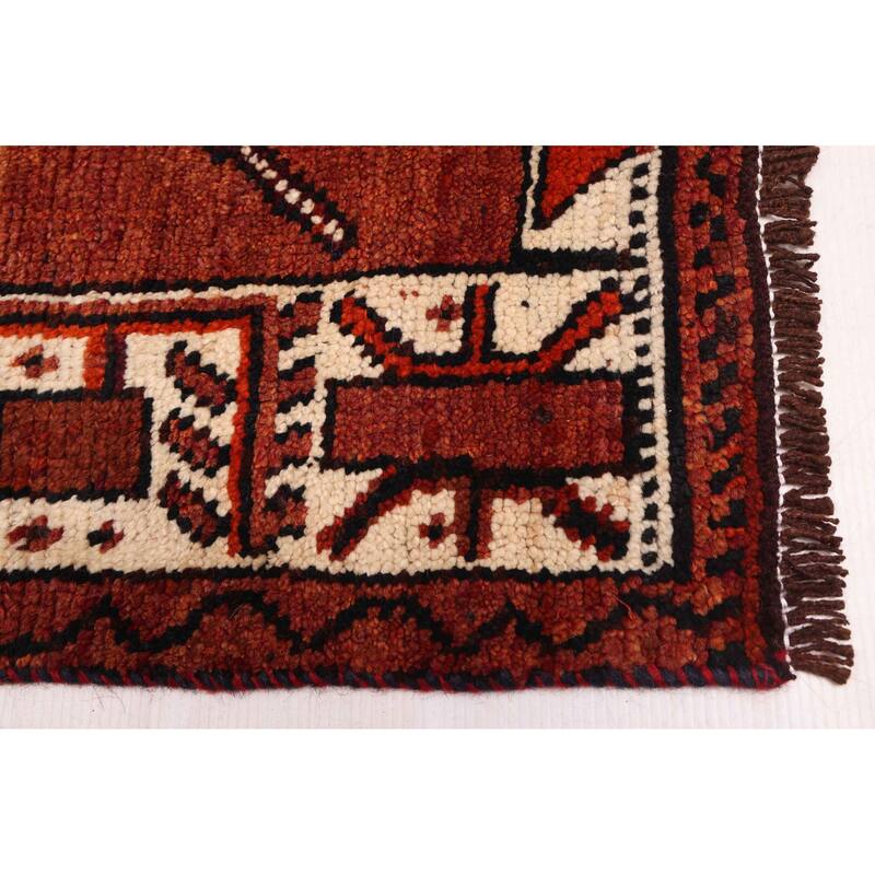 ECARPETGALLERY Hand-knotted Melis Vintage Dark Copper, Dark Red Wool Rug - 4'2 x 14'2