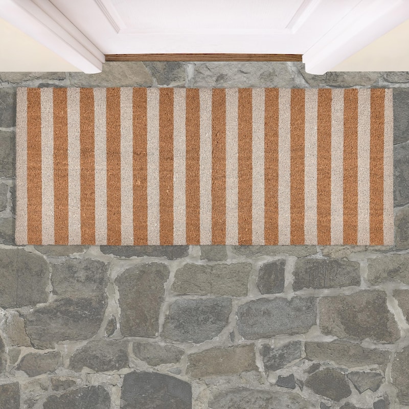 Villa by Classic Home Striped 24x57 Ivory and Natural Choir Doormat