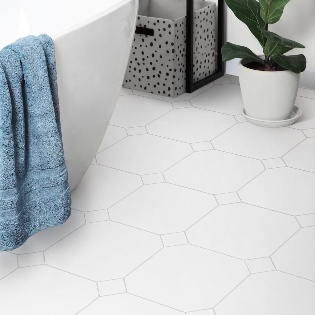 Merola Tile Monocolor Octagon Alaska 12-1/4" x 12-1/4" Ceramic Floor and Wall Tile