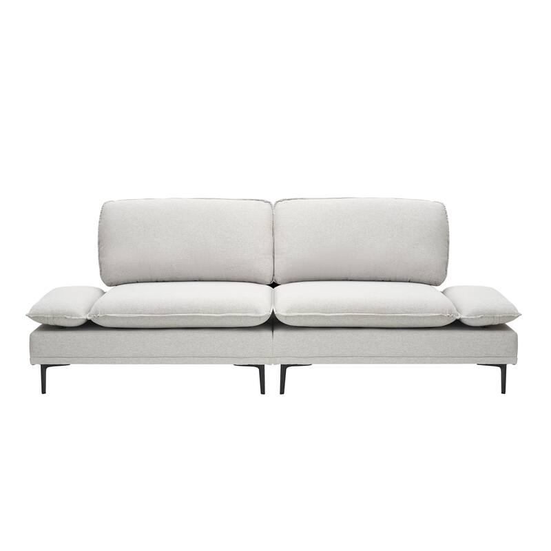 89-Inch Light Grey Polyester Blend Sofa with Easy Assembly and Comfort Features