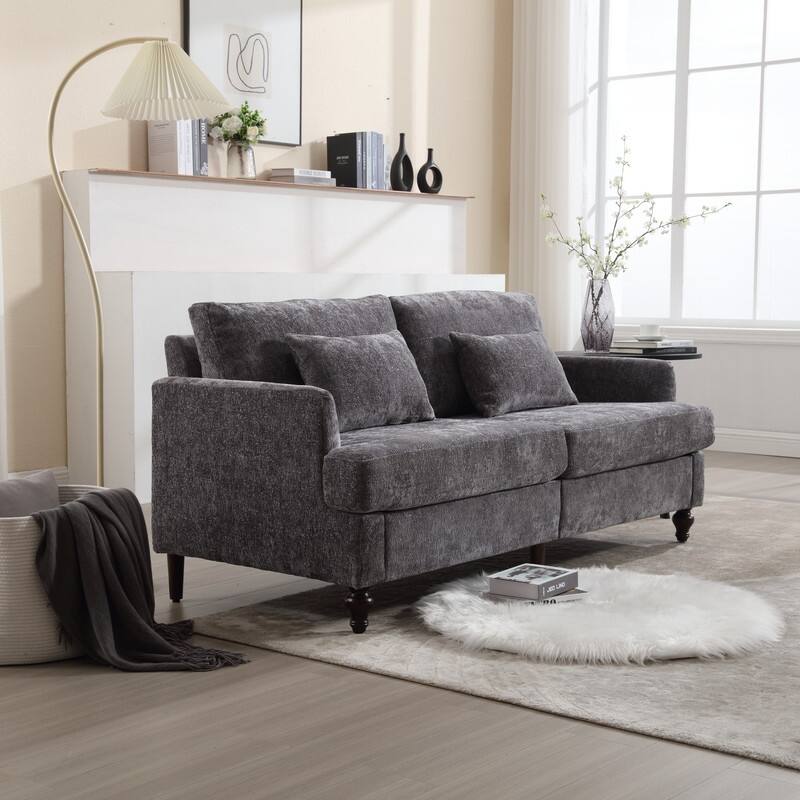 68.9-In Modern Chenille Fabric Loveseat,Living Room Couches with Rubber Wood Legs