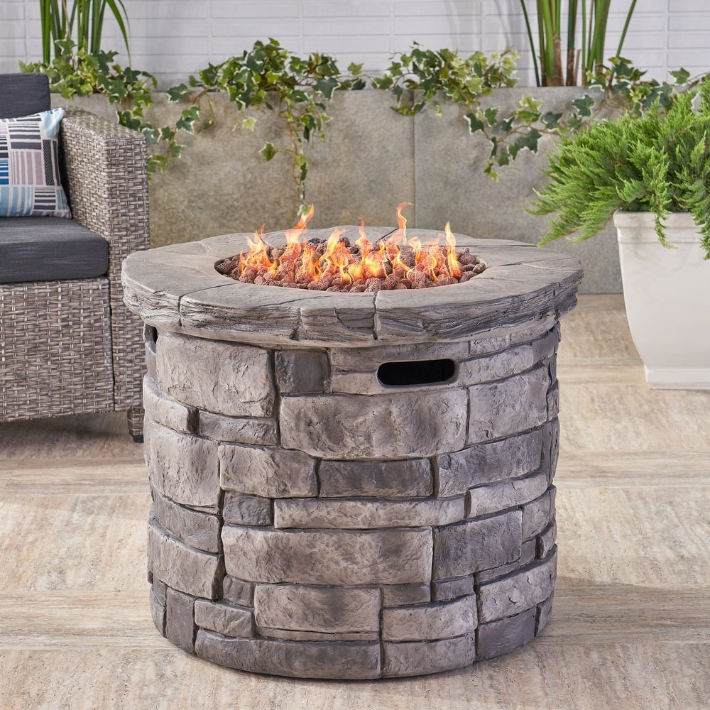 Angeles Grey Outdoor Circular Fire Pit by Christopher Knight Home