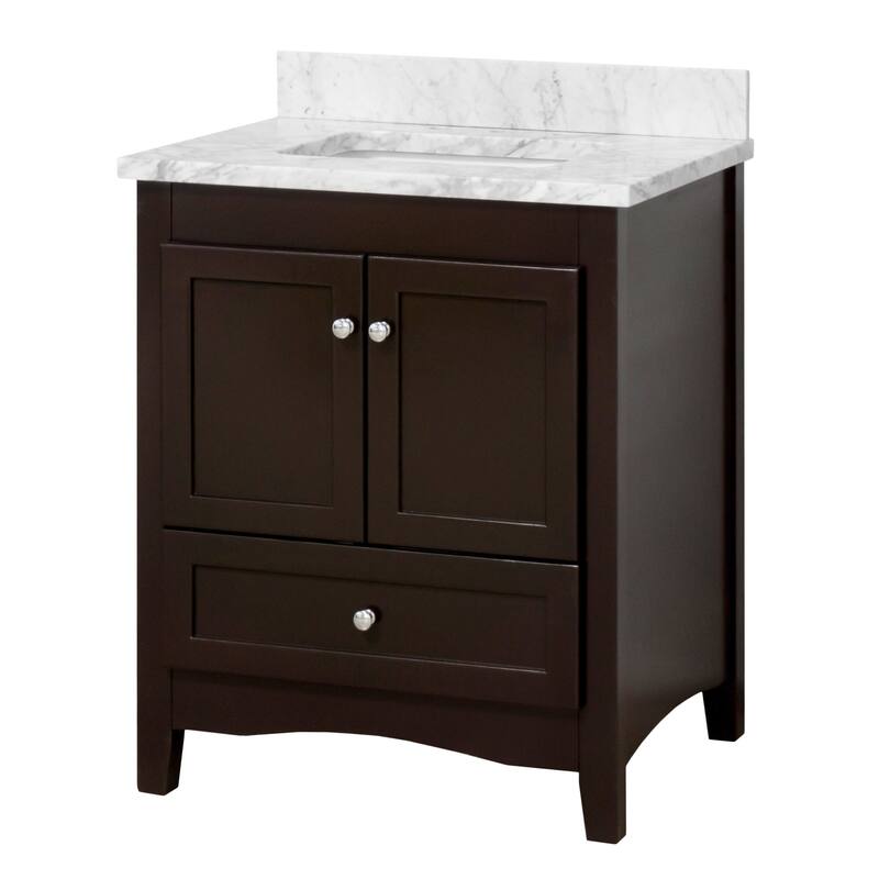 KitchenBathCollection Abbey 30" Bathroom Vanity with Carrara Marble Top