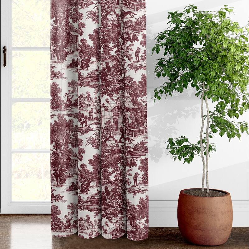 6ix Tailors Au Village Toile Merlot Grommet Top Drapery Panels Set of 2