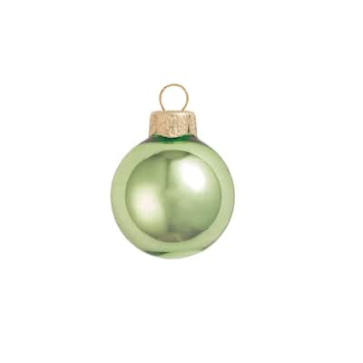 Shiny Glass Christmas Ball Ornaments - 3.25" (80mm) - Lime - 8ct